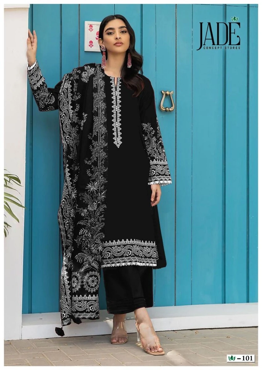Jade Bin Saeed Black and White Lawn Cotton Wholesale Pakistani Salwar Suit Catalog — Wholesale Salwar Suits, MPA wholesale from Surat - Gallery Image 2
